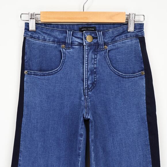 Universal Standard Mira Side Stripe Cropped Jeans Dark Indigo Blue Size 00 NWOT - Picture 2 of 7